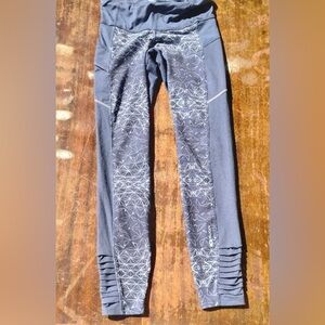 Sugoi Womens Ignite Tight Athletic Pants Gray Geometric Ruched Calf